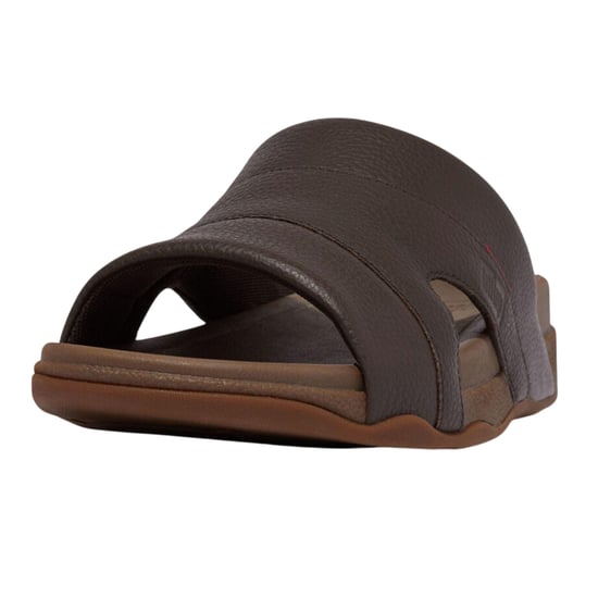 Fit Flop Mens Freeway Leather Pool Sliders (Brown) - Image 2