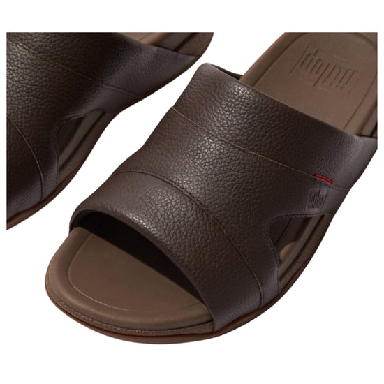 Fit Flop Mens Freeway Leather Pool Sliders (Brown) - Image 5