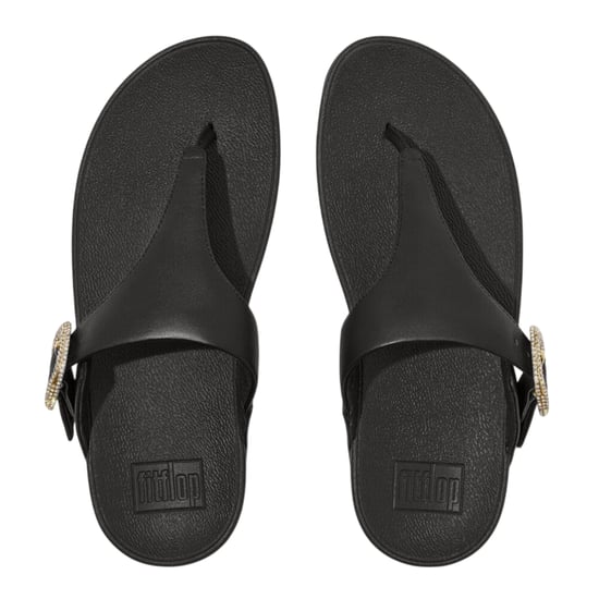 Fit Flop Dames/Dames Lulu Leren Sandalen met Ruitsteentje Gesp (Zwart) - Image 3