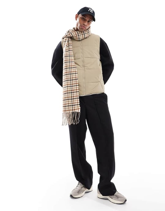 ONLY & SONS funnel neck padded gilet in ecru - Image 2