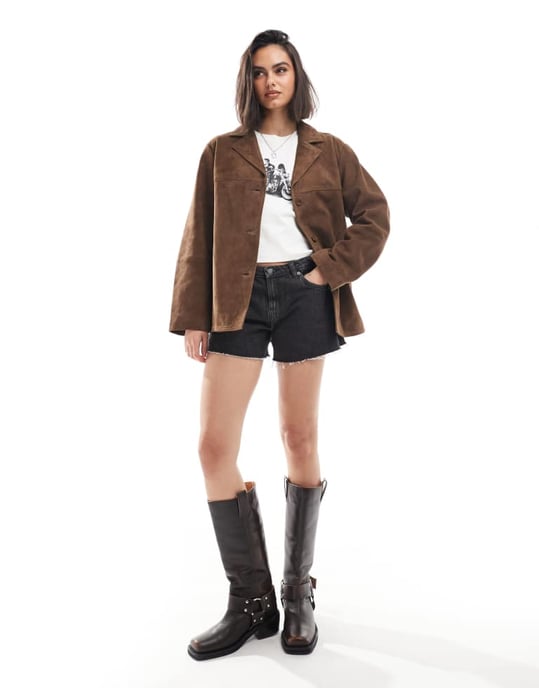 ASOS DESIGN real suede 70s jacket in brown - Image 2