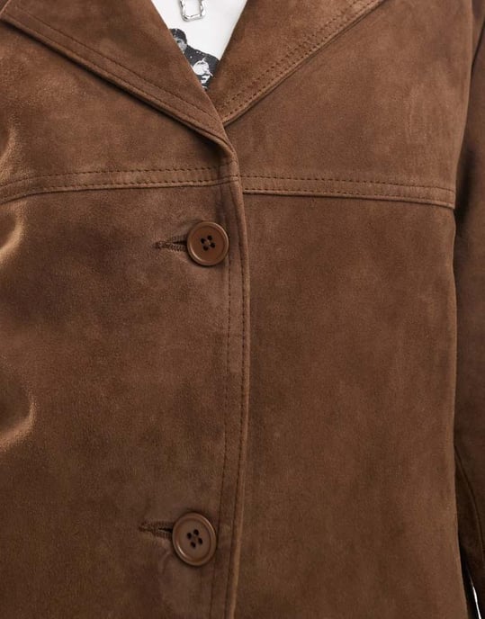 ASOS DESIGN real suede 70s jacket in brown - Image 3