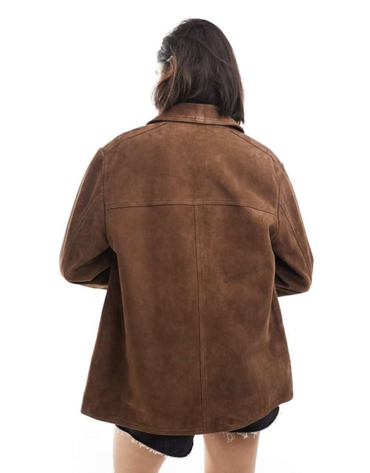 ASOS DESIGN real suede 70s jacket in brown - Image 4