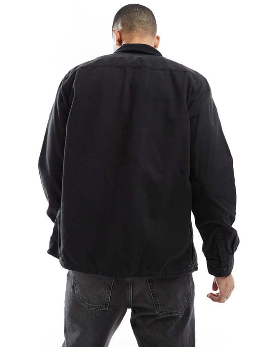 ONLY & SONS canvas jacket with cord collar in black - Image 4