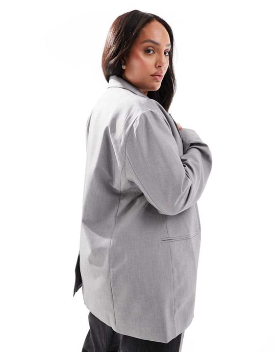 ASOS DESIGN Curve tailored relaxed blazer in grey - Image 2