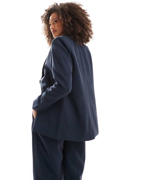 Vero Moda tailored blazer co-ord in navy herringbone - Image 3