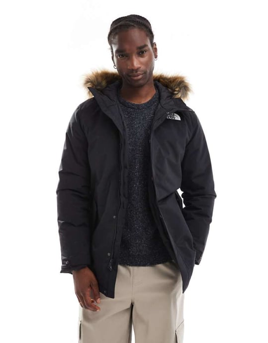 The North Face Zaneck faux fur hooded parka in black - Image 1