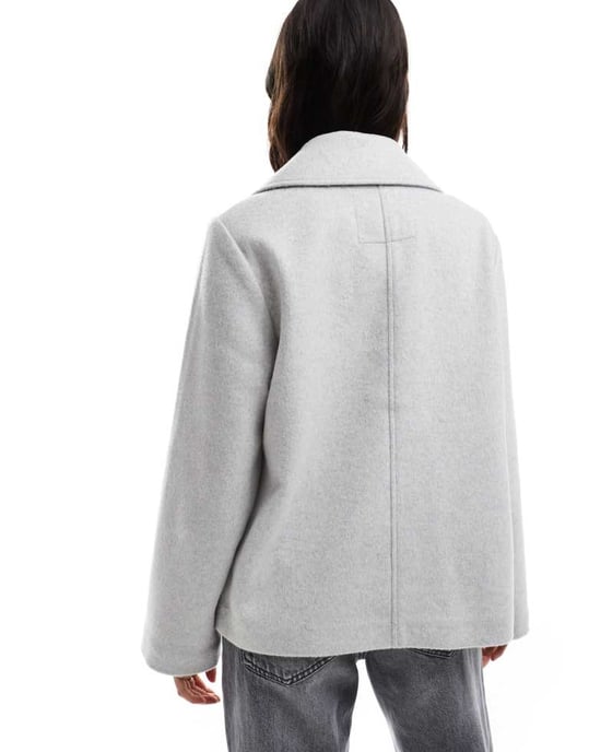 Hollister wool blend classic jacket in light grey - Image 3