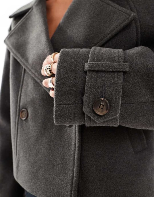 ASOS DESIGN cropped formal trench coat in charcoal - Image 3