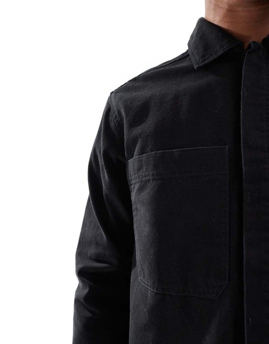 ONLY & SONS canvas utility overshirt in black - Image 2