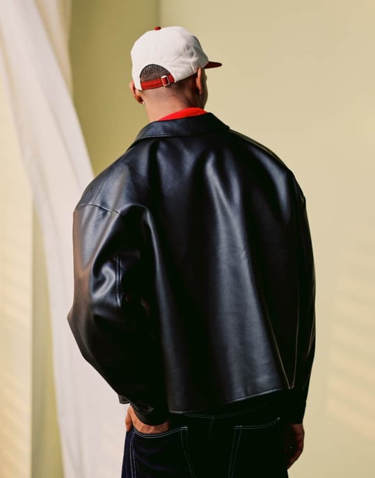 ASOS DESIGN jacket in faux leather in black - Image 4