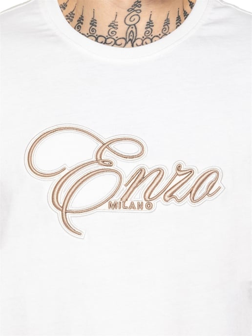 Enzo Milano | Mens Applique Logo T-Shirt - Image 2