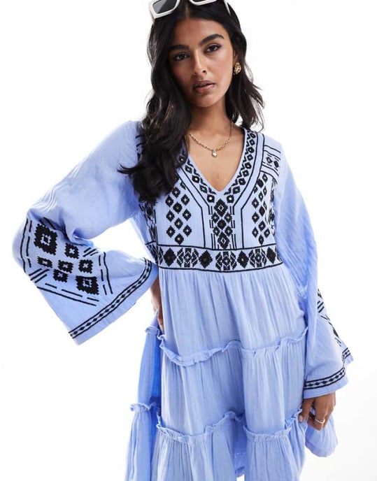 Accessorize mini beach kaftan in blue - Image 1