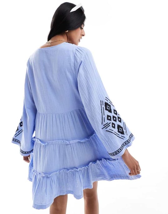 Accessorize mini beach kaftan in blue - Image 4