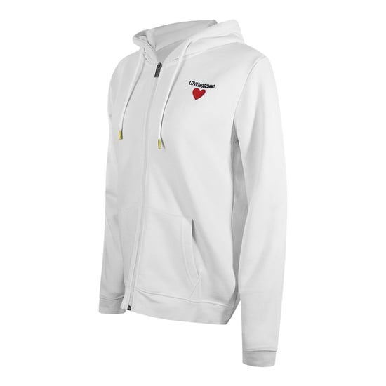 Love Moschino Small Bold Heart Logo White Zip Hoodie - Image 2