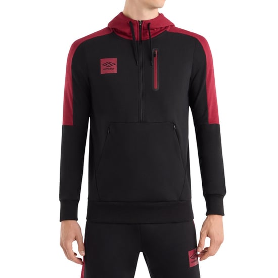 Umbro Heren Terras Half Zip Hoodie (Zwart/Tibetaans Rood) - Image 5