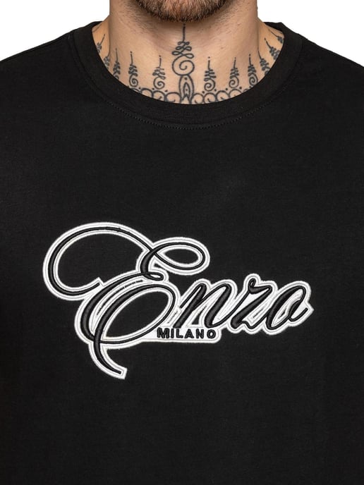 Enzo Milano | Mens Applique Logo T-Shirt - Image 2