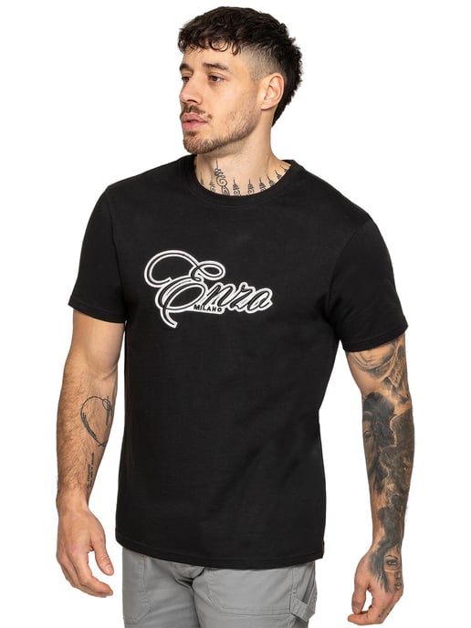 Enzo Milano | Mens Applique Logo T-Shirt - Image 3