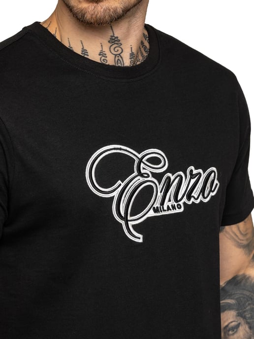 Enzo Milano | Mens Applique Logo T-Shirt - Image 6