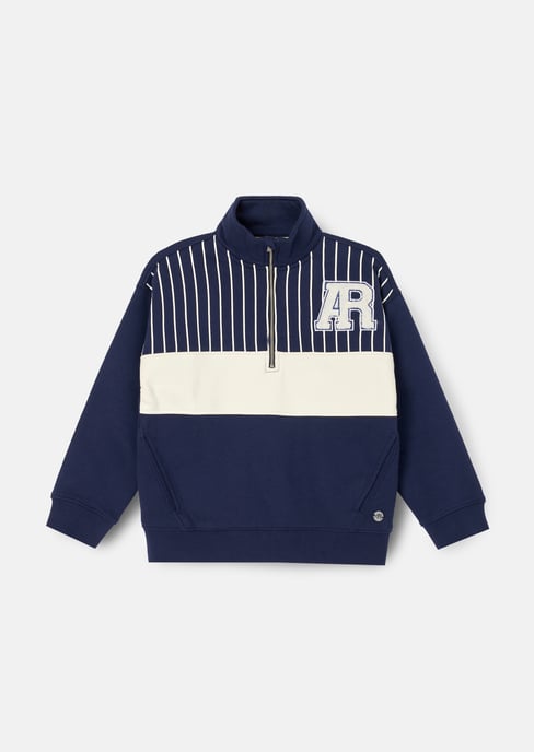 Griffin Zip Neck Cut And Sew Sweatshirt - Image 1