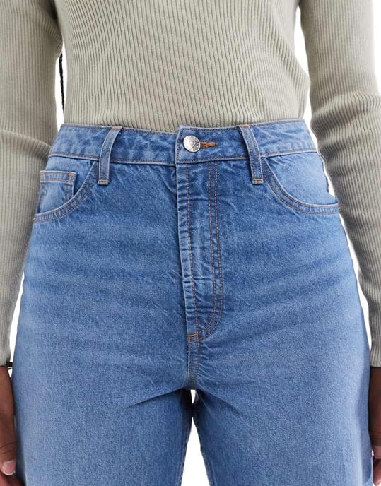 Miss Selfridge highwaist mom jean in mid blue wash - Image 3
