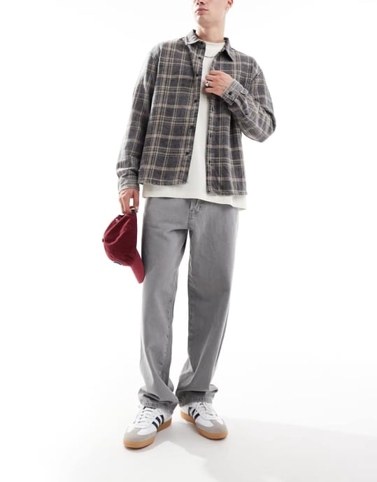 ONLY & SONS Fade rigid loose fit jeans in grey - Image 1