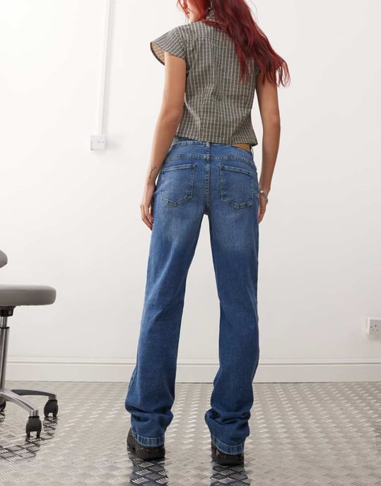 Noisy May Nila low rise wide fit jeans in mid wash - Image 2