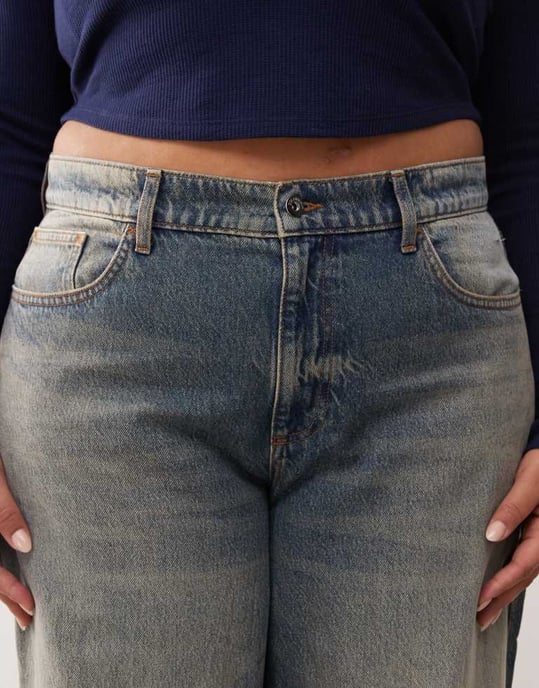 COLLUSION X001 Plus antifit jeans in washed blue - MBLUE - Image 4