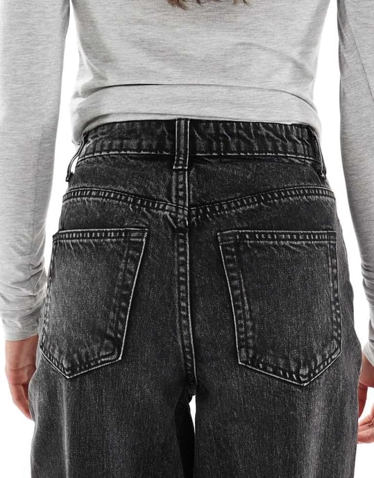 Miss Selfridge highwaist mom jean in black wash - Image 4