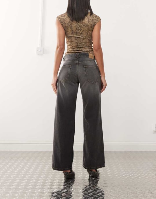 Motel low rise parallel jeans in grey used bleach - Image 2