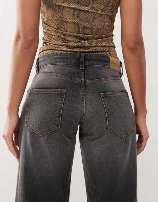 Motel low rise parallel jeans in grey used bleach - Image 4