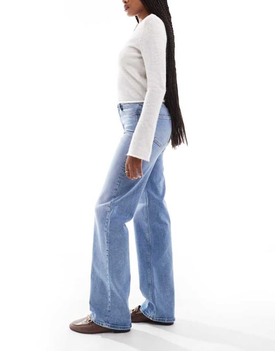 ONLY Tall Juicy high waisted wide leg jeans in mid blue - Image 2