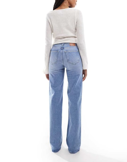 ONLY Tall Juicy high waisted wide leg jeans in mid blue - Image 3
