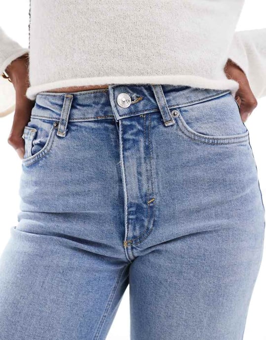 ONLY Tall Juicy high waisted wide leg jeans in mid blue - Image 4