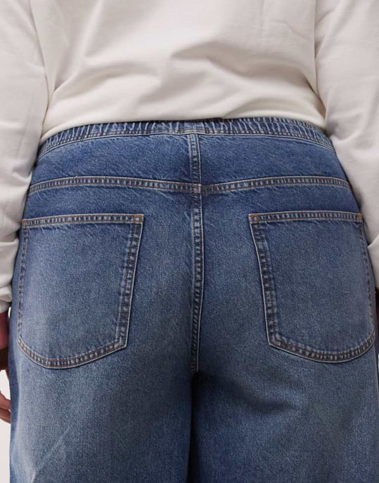 COLLUSION Plus track jeans in midwash - STONE - Image 3