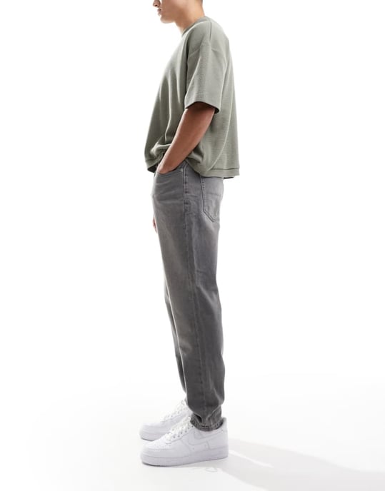 ONLY & SONS Yoke tapered fit jeans in washed grey - Image 3