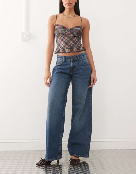 Motel roomy extra wide low rise jeans in college blue - Image 1
