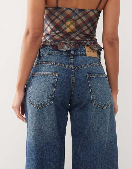 Motel roomy extra wide low rise jeans in college blue - Image 4