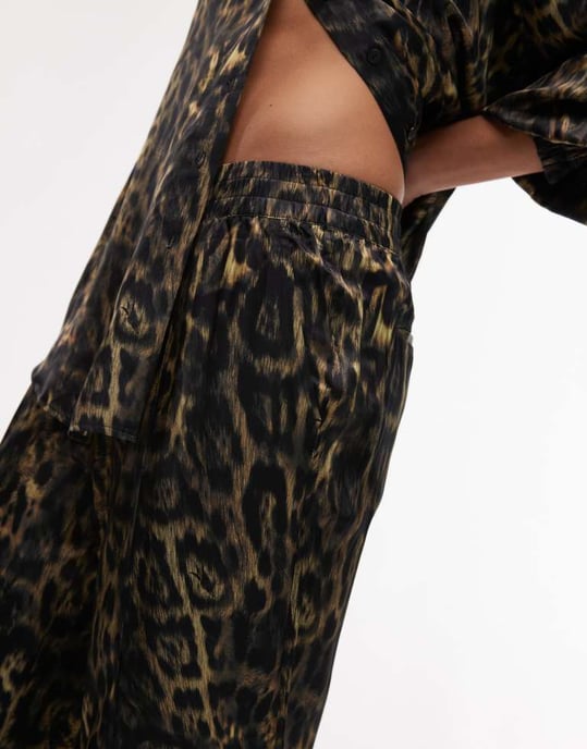 AllSaints Charli satin straight trousers in leopard print co-ord - Image 2