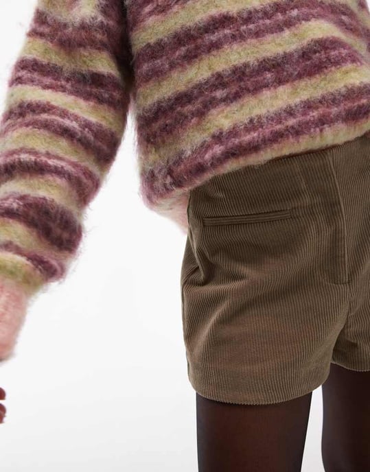 Topshop knicker style cord mini short in camel - Image 4