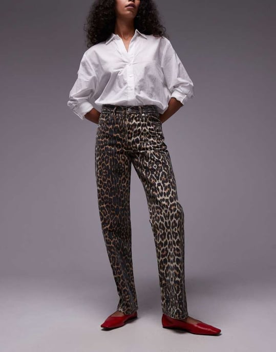 Topshop longline straight leg leopard printed trouser in multi - Image 3