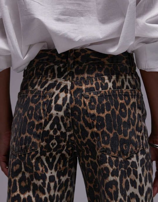 Topshop longline straight leg leopard printed trouser in multi - Image 4