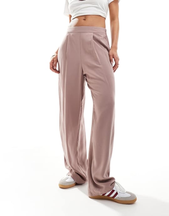 ASOS DESIGN relaxed pull on trousers in mink - Image 1