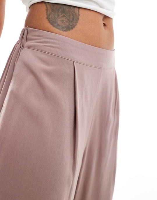 ASOS DESIGN relaxed pull on trousers in mink - Image 4