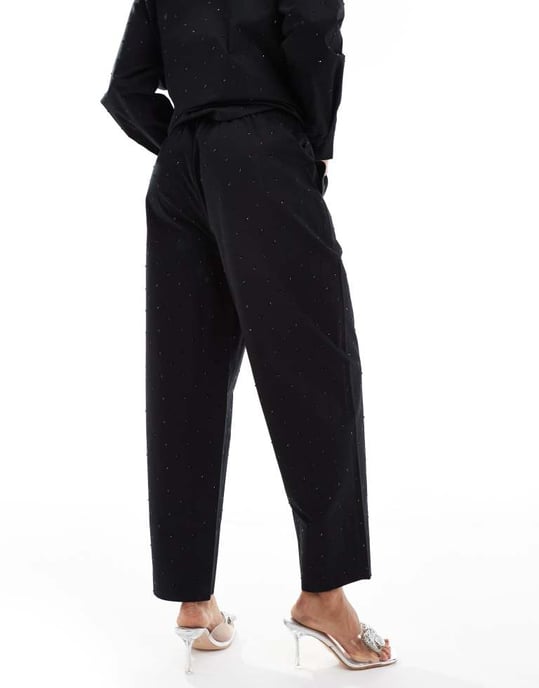 ASOS DESIGN hotfix trouser co-ord in black - Image 2