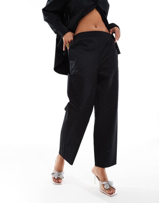 ASOS DESIGN hotfix trouser co-ord in black - Image 3