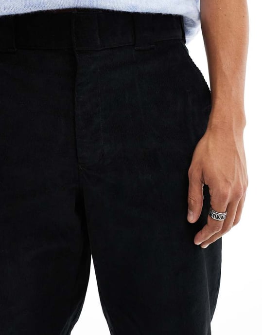 Dickies flat front cord trousers in black - Image 4