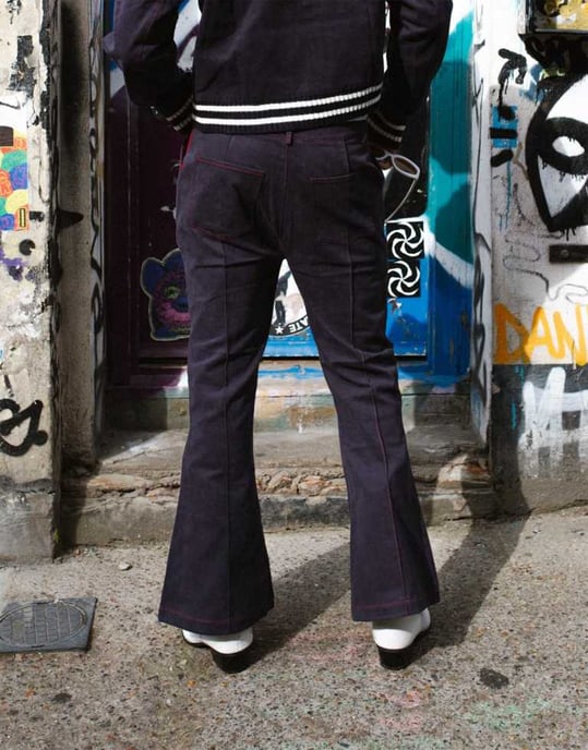 Labelrail x OliBrom kickflare trousers in navy co-ord - Image 3