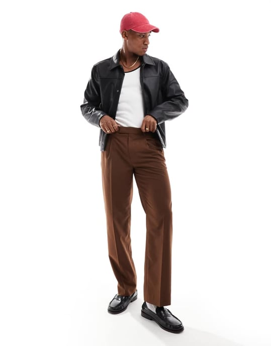 ASOS DESIGN smart straight leg trousers in brown - Image 2