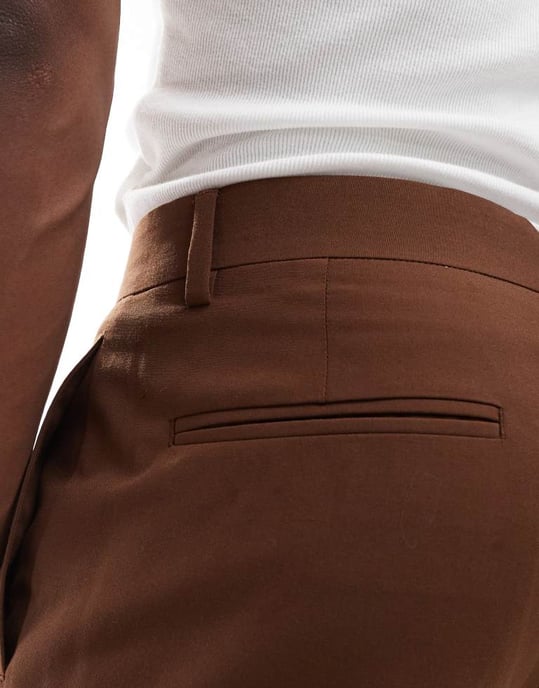 ASOS DESIGN smart straight leg trousers in brown - Image 4